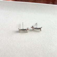 Load image into Gallery viewer, Luxe Dainty Dachshund Studs - Silver