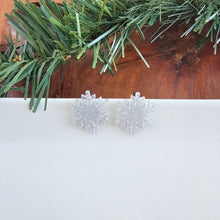 Load image into Gallery viewer, Snowflake Studs - Silver Glitter