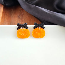 Load image into Gallery viewer, Bow Pumpkin Patch Earrings - Orange