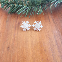 Load image into Gallery viewer, Snowflake Studs - White Shimmer