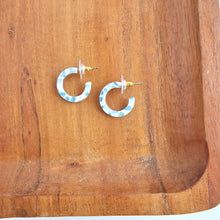 Load image into Gallery viewer, Micro Cam Mini Hoops - Pastel Blue Dot