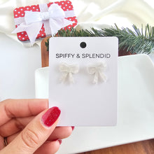Load image into Gallery viewer, Bow Studs - White Shimmer