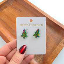 Load image into Gallery viewer, Christmas Tree Studs - Green Tinsel