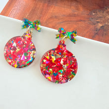 Load image into Gallery viewer, Vintage Ornament Earrings - Red Tinsel