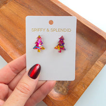 Load image into Gallery viewer, Christmas Tree Studs - Pink Tinsel