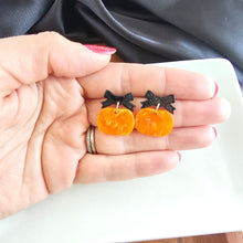 Load image into Gallery viewer, Bow Pumpkin Patch Earrings - Orange