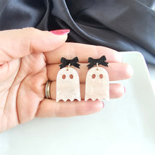 Load image into Gallery viewer, Bow Ghost Earrings - Light Pink Shimmer