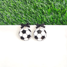 Load image into Gallery viewer, Bow Soccer Ball Earrings