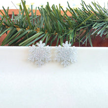 Load image into Gallery viewer, Snowflake Studs - Silver Glitter