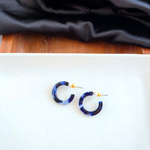 Load image into Gallery viewer, Micro Hoops - Midnight Marble