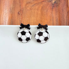 Load image into Gallery viewer, Bow Soccer Ball Earrings
