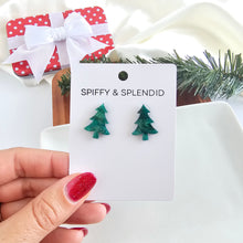 Load image into Gallery viewer, Christmas Tree Studs - Green Shimmer