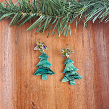 Load image into Gallery viewer, Star Christmas Tree Earrings - Green Shimmer