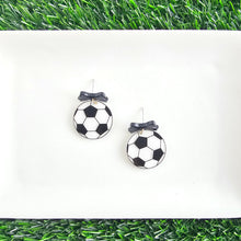 Load image into Gallery viewer, Bow Soccer Ball Earrings