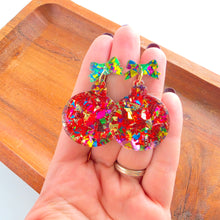 Load image into Gallery viewer, Vintage Ornament Earrings - Red Tinsel