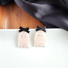 Load image into Gallery viewer, Bow Ghost Earrings - Light Pink Shimmer
