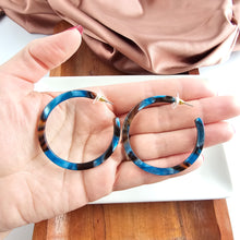 Load image into Gallery viewer, Cameron Hoops - Mocha & Blue