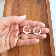 Load image into Gallery viewer, Micro Cam Mini Hoops - Powder Pink Dot
