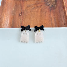 Load image into Gallery viewer, Mini Bow Ghost Earrings - Light Pink Shimmer