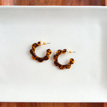 Load image into Gallery viewer, Flora Mini Hoops - Amber Dot