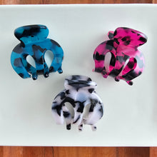 Load image into Gallery viewer, Claire Hair Claw Trio - Blue Tortoise, Snow Tortoise, and Fuchsia Tortoise