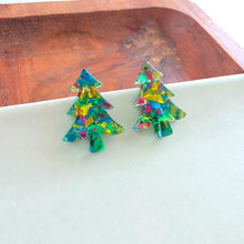 Load image into Gallery viewer, Christmas Tree Studs - Green Tinsel
