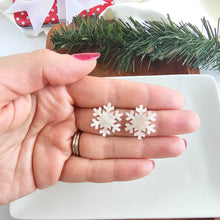 Load image into Gallery viewer, Snowflake Studs - White Shimmer