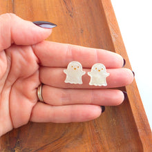 Load image into Gallery viewer, Friendly Ghost Studs - White Shimmer