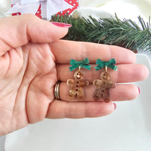 Load image into Gallery viewer, Bow Gingerbread Earrings - Green Shimmer