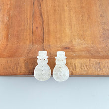 Load image into Gallery viewer, Snowman Studs - White Shimmer