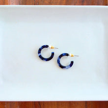 Load image into Gallery viewer, Micro Hoops - Midnight Marble