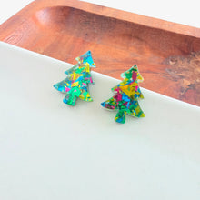 Load image into Gallery viewer, Christmas Tree Studs - Green Tinsel