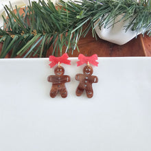 Load image into Gallery viewer, Bow Gingerbread Earrings - Red Shimmer