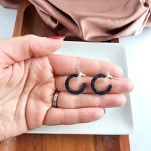Load image into Gallery viewer, Micro Cam Mini Hoops - Midnight Shimmer