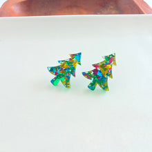 Load image into Gallery viewer, Christmas Tree Studs - Green Tinsel