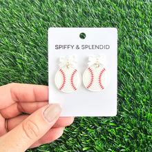 Load image into Gallery viewer, Bow Baseball Earrings