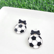 Load image into Gallery viewer, Bow Soccer Ball Earrings