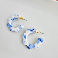 Load image into Gallery viewer, Flora Mini Hoops - Greek Goddess Blue