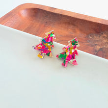Load image into Gallery viewer, Christmas Tree Studs - Pink Tinsel