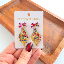 Load image into Gallery viewer, Vintage Ornament Earrings - Gold Tinsel
