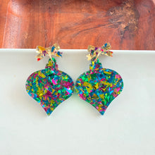 Load image into Gallery viewer, Vintage Ornament Earrings - Green Tinsel