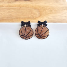 Load image into Gallery viewer, Bow Basketball Earrings