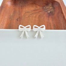 Load image into Gallery viewer, Bow Studs - White Shimmer