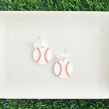 Load image into Gallery viewer, Bow Baseball Earrings