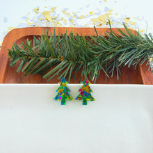 Load image into Gallery viewer, Christmas Tree Studs - Green Tinsel