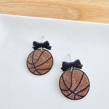 Load image into Gallery viewer, Bow Basketball Earrings
