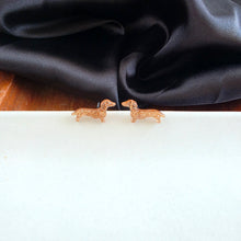 Load image into Gallery viewer, Dainty Dachshund Studs - Brown Glitter