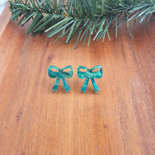Load image into Gallery viewer, Bow Studs - Green Shimmer