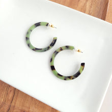 Load image into Gallery viewer, Camy Hoops - Olive Tortoise