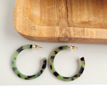 Load image into Gallery viewer, Camy Hoops - Olive Tortoise